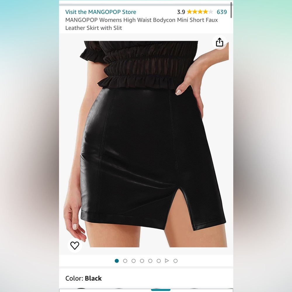 MANGOPOP Women's High Waist Bodycon Mini Short Faux Leather Skirt, size XS